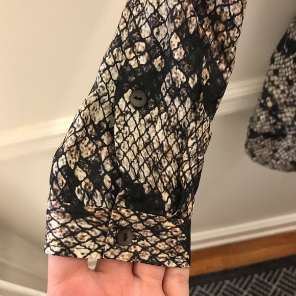 Theory Ananine Snake Lace Shirt Dress 0 silk tan gray black brown - Picture 8 of 13